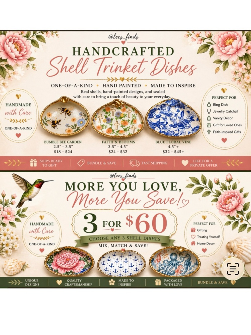 Handcrafted Shell Trinket Dishes